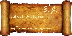 Baksai Julianna névjegykártya